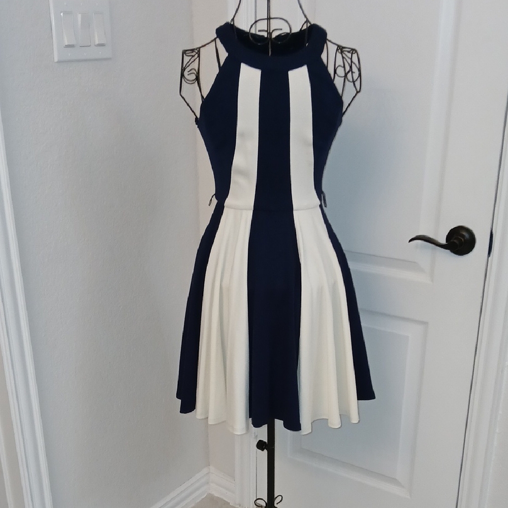 XOXO Navy and White Mini Dress